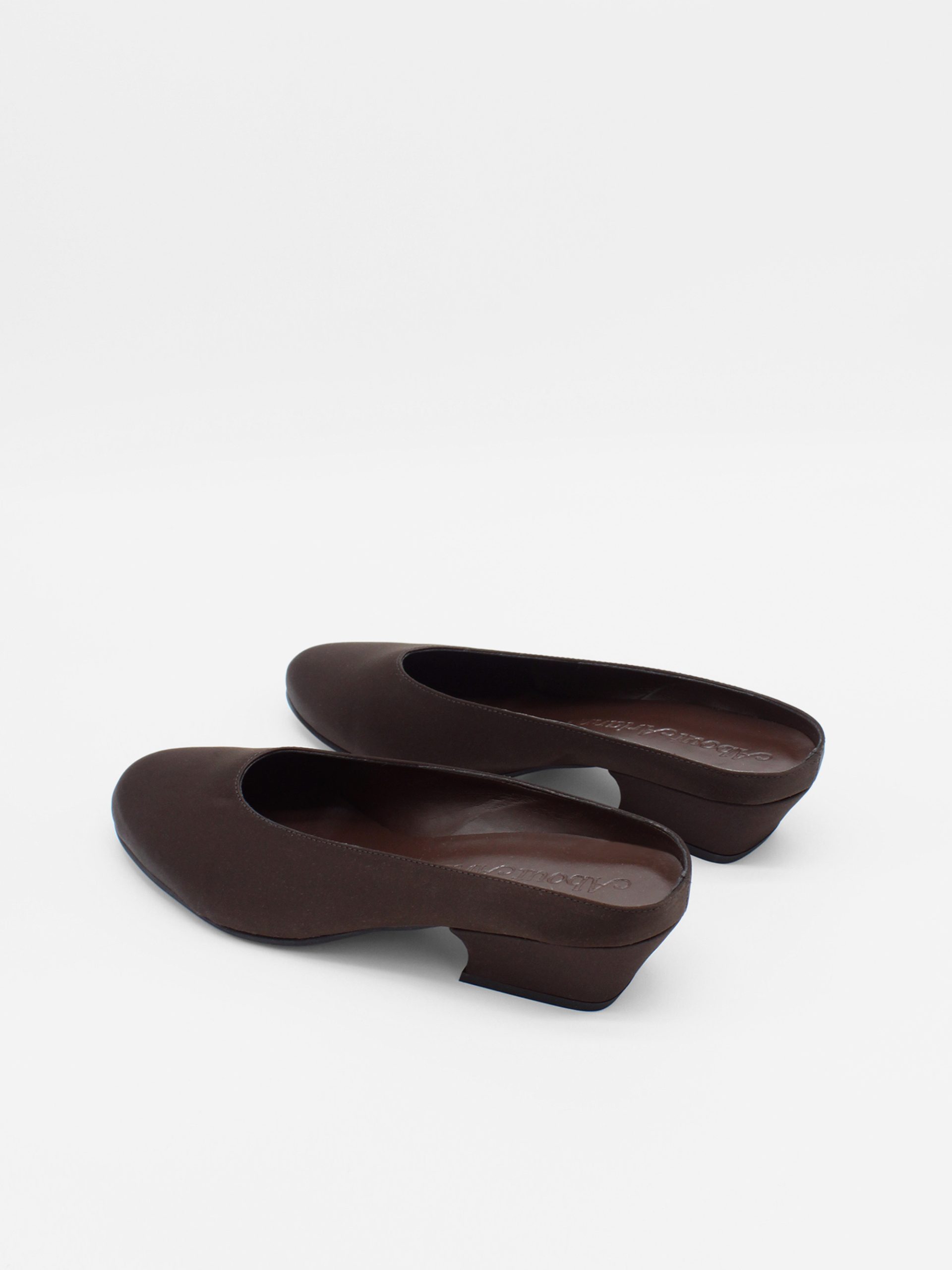 Satin mules with bottier heel in black
