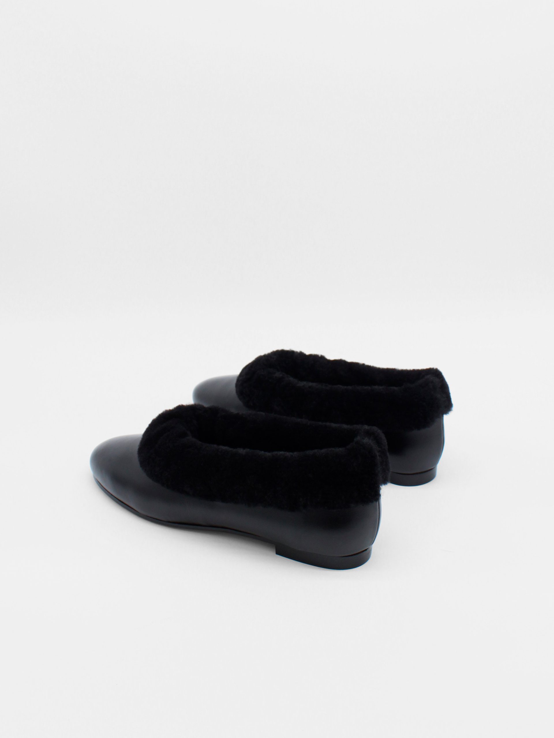 Fur lined ballet flats in black by about arianne